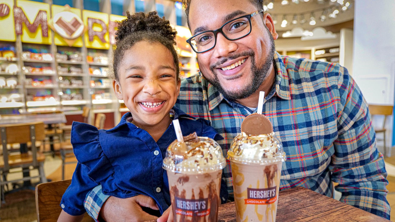 Dad and Daughter with Milkshakes