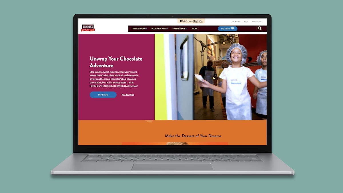 Hershey's Chocolate World Website Screen