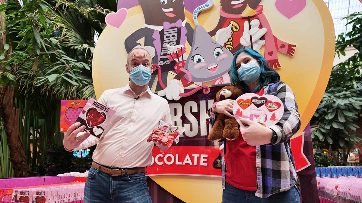 Employees with Valentine's Candy