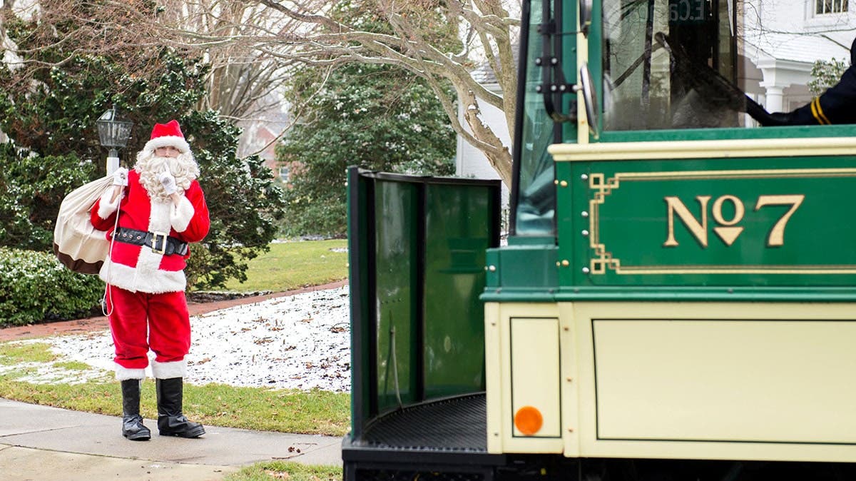 Santa with Holly Jolly Trolley