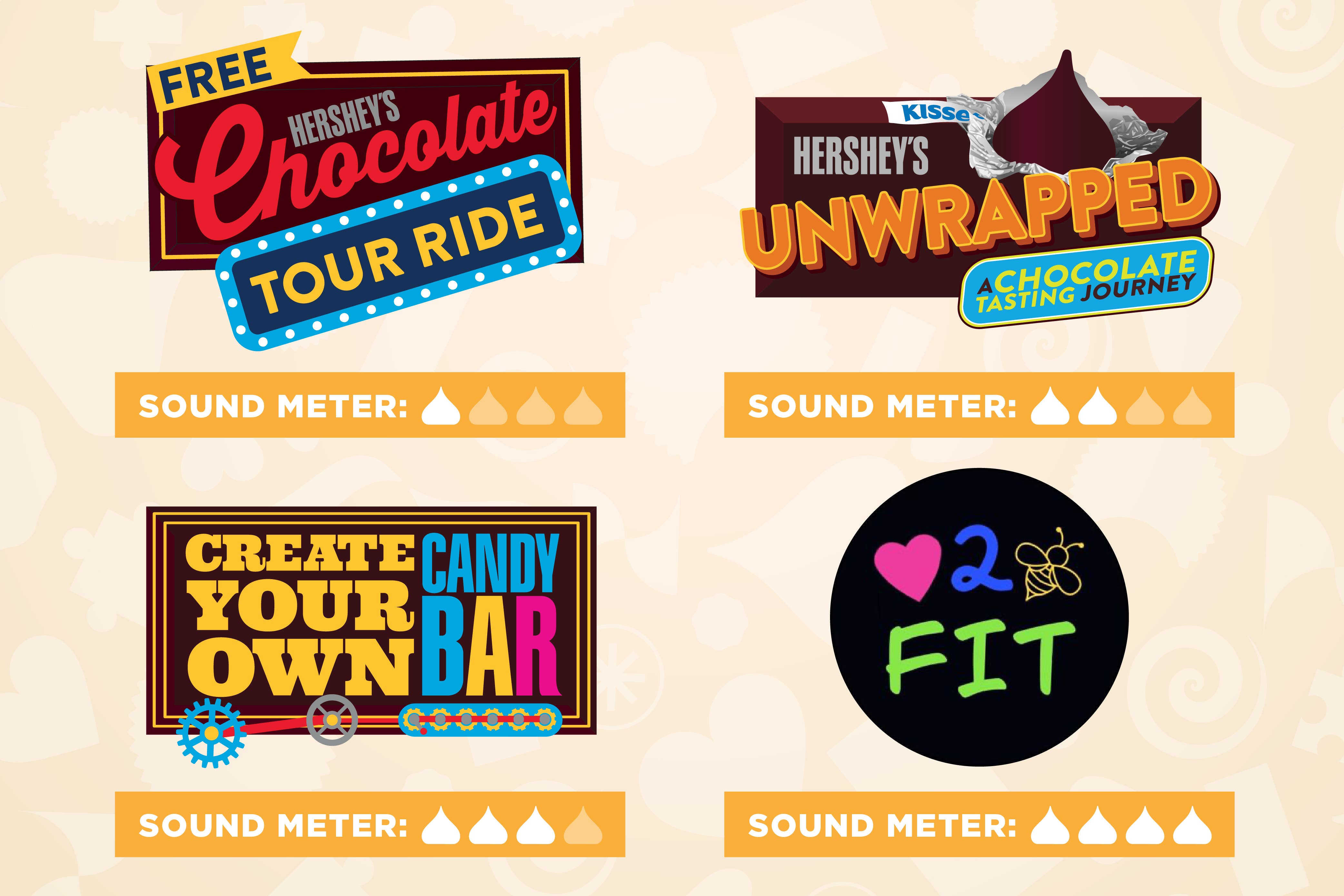 Sensory Friendly Night attraction logos with sound levels