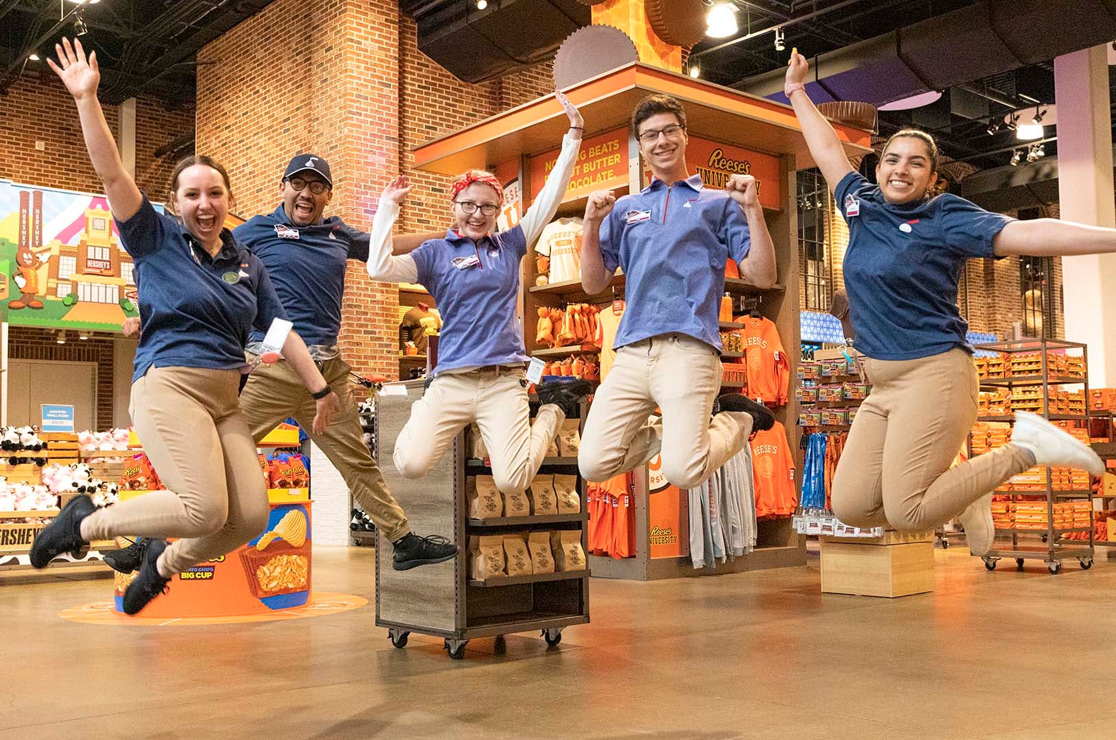 Employees jumping and having fun