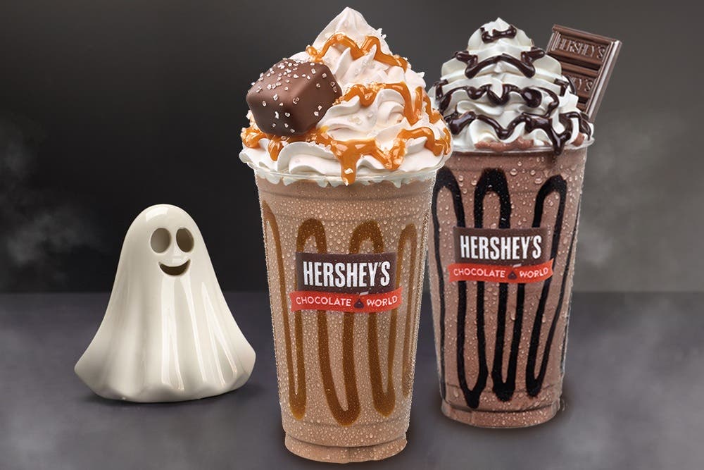 HERSHEY'S Nuggets Pumpkin Spice Latte and HERSHEY'S SPECIAL DARK Milkshakes