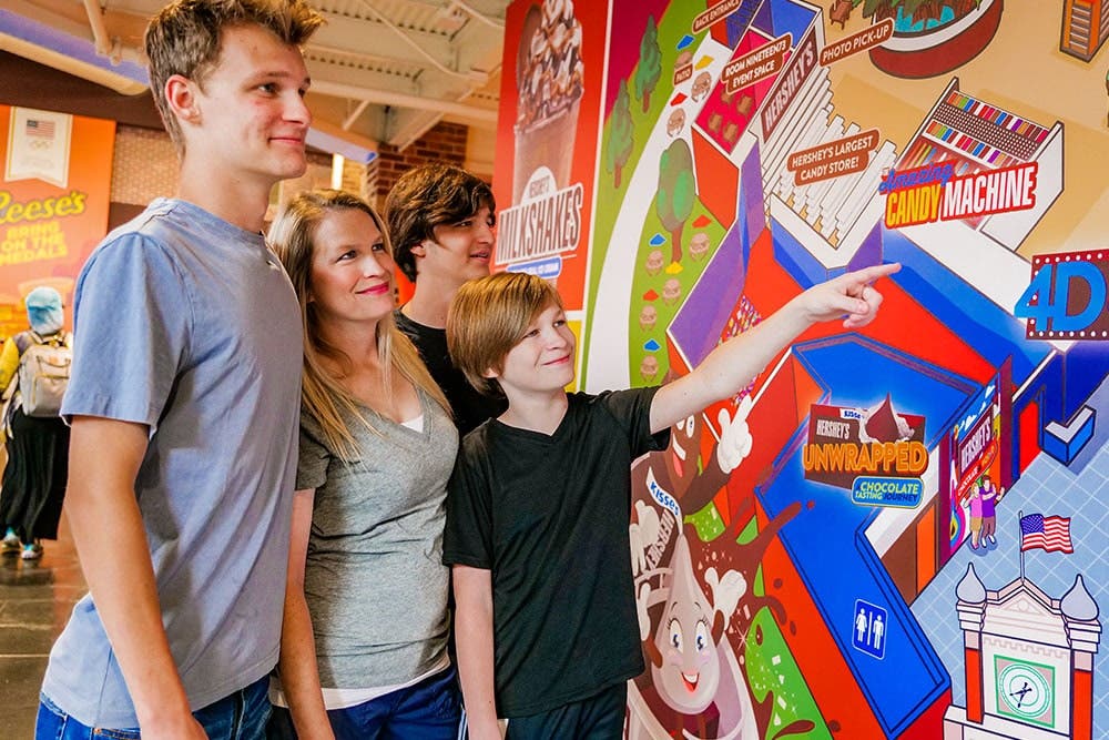 Family standing together at Chocolate World